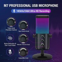 Microphone à condensateur cardioïde haute sensibilité M7, microphone audio USB professionnel de bureau pour l'enregistrement YouTube et la diffusion en direct
