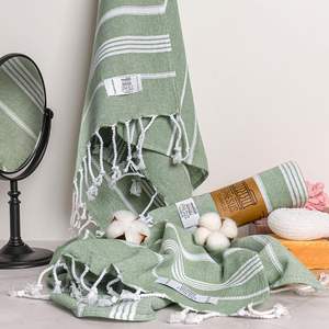 Serviettes de plage en coton turc rayées multicolores avec pompons, douces, absorbantes <span class=keywords><strong>et</strong></span> à séchage rapide, pour la plage <span class=keywords><strong>et</strong></span> la piscine, logo personnalisé - Product Image 4