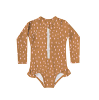 Traje de baño personalizado con estampado floral de una pieza para niñas, traje de baño multirayas para bebés, trajes de baño con protección solar UPF 50 +