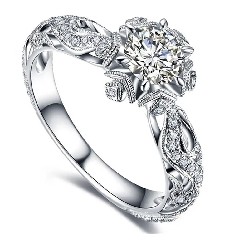 Jewelry Manufacturer Women Silver 925 Rings Cubic Zirconia Diamond Engagement Silver Finger Ring