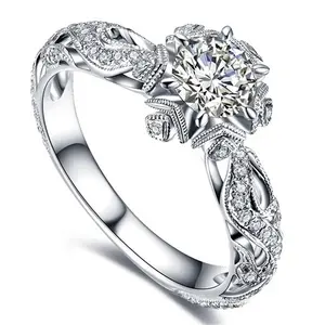 Fabricant de bijoux Bagues en argent 925 pour femmes Bague de fiançailles en argent avec diamant et zircon cubique