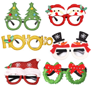 <span class=keywords><strong>2022</strong></span> lunettes de noël paillettes fête lunettes cadres décoration de noël Costume lunettes pour fêtes de noël faveurs de vacances - Product Image 1