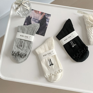 ถุงเท้าผู้หญิงสไตล์เกาหลีแบบใหม่ ระบายอากาศได้ดี แต่งโบว์ ปักลาย ผ้าฝ้ายผสม ใส่สบาย เรียบง่าย ขายส่ง - Product Image 3