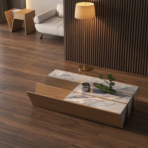 Mesa de <span class=keywords><strong>centro</strong></span> rectangular moderna para sala de estar, mueble de <span class=keywords><strong>centro</strong></span> con diseño de Ángel de madera y mármol - Product Image 4