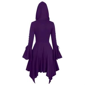Trench Coat da Donna Vintage con Cappuccio, Maniche Lunghe, Orlo Irregolare, Costume Punk per Halloween, <span class=keywords><strong>Abbigliamento</strong></span> <span class=keywords><strong>Gotico</strong></span> Femminile - Product Image 3