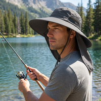Chapeau de pêche et de randonnée unisexe réglable à séchage rapide avec protection de nuque et éventail anti-humidité pour sports d'été en extérieur