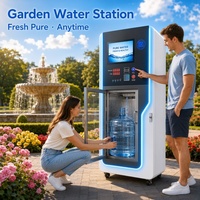 Máquina Expendedora de Agua Purificada con Filtro RO de Ósmosis, Pago con Monedas, Acero Inoxidable, Pantalla LED de 80L, Gestión Basada en la Nube
