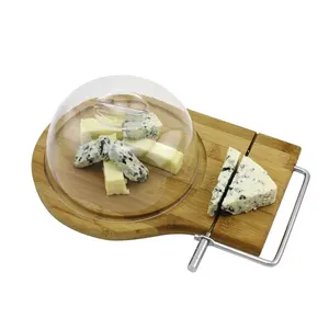BSCI工厂天然竹制奶酪板，带PS盖和切割器
