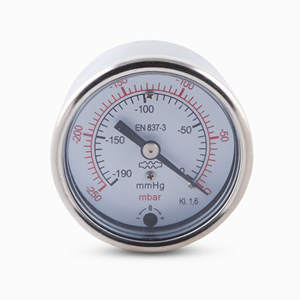 Manomètre axial électroplaqué de 50 mm pour la mesure industrielle de la pression négative et du vide - Product Image 1