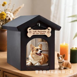 Urne funéraire en bois pour animaux de compagnie avec cadre photo et crochet pour étiquette – Fournitures funéraires pour animaux - Product Image 3