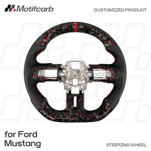 พวงมาลัยคาร์บอนไฟเบอร์สีแดงแบบฟอร์จ สำหรับฟอร์ด มัสแตง S550 GT 350 500 เชลบี้ คูเป้ ปี 2015-2023 อัพเกรดภายใน - Product Image 2