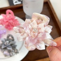 Vente directe usine Nouveauté Pince à cheveux en acétate motif floral de luxe avec strass pour femme style coréen
