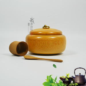 Bamboo Tea Caddy With Lid Storage Box For Tea Spoon And Packaging Organization Products - Product Image 1