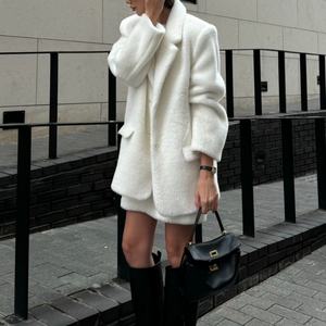 Abrigo tipo blazer de felpa extragrande para mujer, otoño-invierno, con mangas largas - Product Image 1