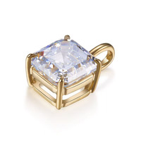 Ciondolo in Oro 18K con Diamante Coltivato in Laboratorio, Minimalista e alla Moda, a Quattro Griffe, Versatile, Taglio Principessa, Collana da Donna, Charm Delicato