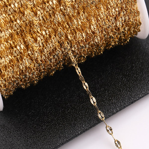 Chaîne de clavicule pour femme en acier inoxydable doré, chaîne à lanières gaufrées, collier français DIY, chaîne fine 18 carats inaltérable - Product Image 4