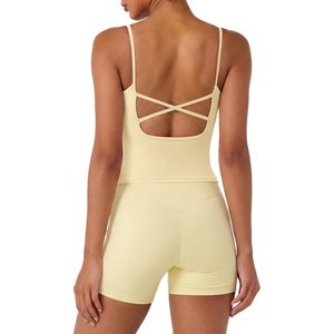 Conjuntos Deportivos para Mujer, Top con Espalda Descubierta y Tirantes, Shorts de Gimnasio con Bolsillos, Conjuntos de Yoga de 2 Piezas, Transpirables, de Secado Rápido, Spandex - Product Image 1