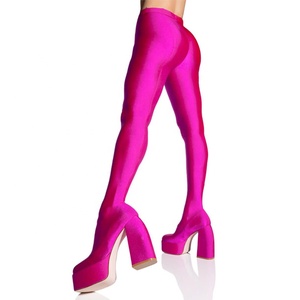 New Design Women's High Chunky Heels Stretch Pant Boots Skintight Thigh High Platform Shoes Over Knee <b>Long</b> Booties - Product Image 1
