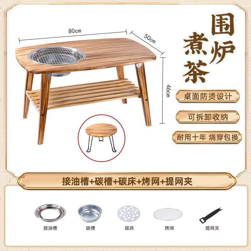Tea-brewing table by hearth
