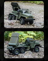 Voiture RC HOSHI 1/16 WPL B36-2 à six roues motrices, lanceur de fusées, tout-terrain, avec chargeur et câble USB pour enfants