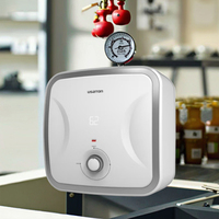 Petit chauffe-eau électrique de 15L pour la cuisine et la salle de bain geyser à la demande sans réservoir boîtier en plastique à commande anglaise