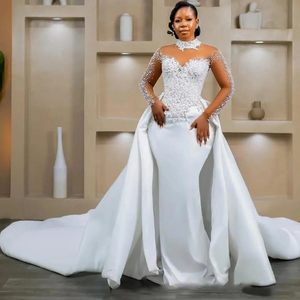 Robe de mariée personnalisée 2 en 1, robe de mariée à manches longues, robes de mariée 2 en 1 détachables, robe de mariée sirène - Product Image 3
