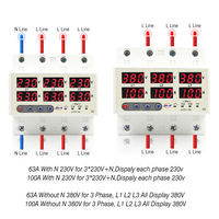 A63 100A Sélecteur de phase automatique à trois phases Protecteur de tension de surintensité fonctionnel Commutateur de changement intelligent Dispositif de protection
