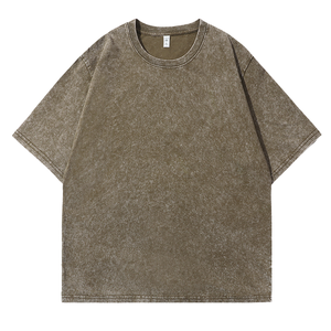 เสื้อยืดผู้ชายทรงโอเวอร์ไซส์ ผ้าเจอร์ซีย์ถัก 100% คอตตอน หนัก 280 กรัม สีพื้นสไตล์วินเทจ พิมพ์ลายซิลค์สกรีน แขนสั้น รับผลิตแบบ OEM - Product Image 1