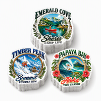 Autocollants personnalisés durables vintage pour voyage en plein air, autocollants en vinyle imperméables, autocollants résistants aux UV pour bouteille d'eau, casque