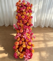 Chemin de table floral artificiel 3D de luxe pour la décoration de table de réception de mariage, élégant chemin de table en roses de soie blanches pour fête de demande en mariage