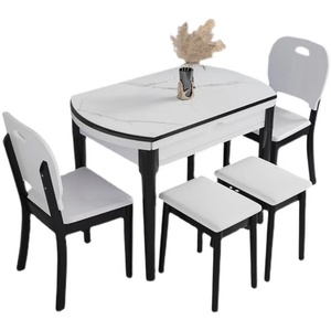 Mesa de Comedor Extensible con Tapa de Mármol y Borde Natural, con 6 Sillas, Mesa de Mármol para Comedor - Product Image 5
