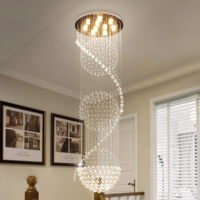 Lustre sur mesure pour grand projet, éclairage de puits d'escalier, lampe suspendue en spirale architecturale en cristal