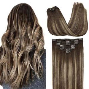 Wholesale Luxury Brazilian <b>Clip</b>-in Hair <b>Extensions</b> 100% Human Remy Virgin Hair 9A-12A Grade Shedding Resistant & Soft/Shiny - Product Image 1
