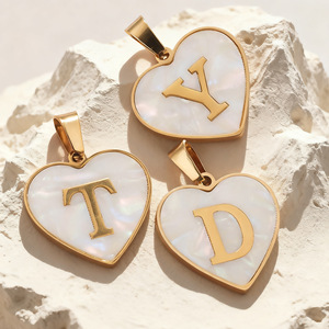 Colgante de Acero Inoxidable Dorado con Letras de Corazón de Fritilaria de Lujo Ligero, Regalo de Boda DIY en Inglés, Pulsera y Collar para Fiesta - Product Image 2