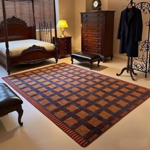 Tappeto a Quadri Stile Retrò Americano, Tappeto Bicolore per Camera da Letto, <span class=keywords><strong>Soggiorno</strong></span> e Studio, <span class=keywords><strong>Arredamento</strong></span> <span class=keywords><strong>Classico</strong></span> per la Casa - Product Image 2