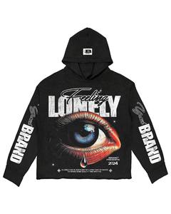 BRAND <b>Men's</b> <b>Black</b> Oversized Hoodie Streetwear Cotton Printed Eye Design 2024 Autumn Fit Hot Selling <b>Men</b> Fashion <b>Hoodies</b> - Product Image 5