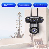 Caméra de sécurité WiFi extérieure PTZ 8MP à quatre objectifs avec alertes de mouvement et vision nocturne