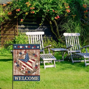Drapeau de jardin pour le 4 juillet 12x18 Drapeaux américains double face pour le jour de l'indépendance pour les vacances à la ferme à l'extérieur - Product Image 6