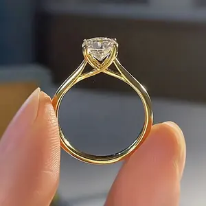 Cincin perhiasan perak Sterling Silver 925, cincin pernikahan pertunangan berlian CZ pengaturan Halo