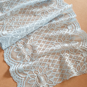 Light Blue Eco-Friendly <strong>Stretch</strong> <strong>Lace</strong> Trim <strong>Stock</strong> <strong>Lace</strong> <strong>Fabric</strong> for Garment Accessories - Product Image 1