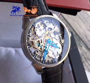 Montre mécanique squelette pour homme avec bracelet en cuir noir, cadran ajouré, montre-bracelet automatique pour affaires et occasions décontractées - Product Image 2