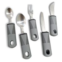 Ensemble d'ustensiles de table adaptatifs anti-tremblement en acier inoxydable avec manches en plastique, 4 ou 5 pièces, pour personnes âgées, handicapées, restauration et domicile