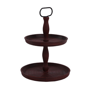 Solid Wood Double Layer Dessert <b>Plate</b> <b>Rack</b> For Home Living Room And Hotel Use With Handle - Product Image 5
