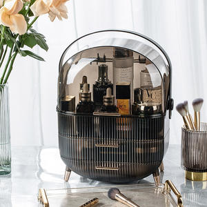 Boîte de rangement cosmétique de luxe translucide 18L, organiseur de maquillage écologique avec couvercle pour produits de soin et de beauté - Product Image 1