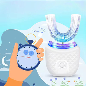 ชุดแปรงสีฟันไฟฟ้าไร้สายแบบชาร์จใหม่ได้ รูปทรงตัวยู นุ่มนวล ใช้คลื่นอัลตราโซนิก กันน้ำ สำหรับการเดินทาง - Product Image 1