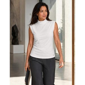 Zengjo Custom Womens Mock Neck Sleeveless <b>Top</b> Fitted Ribbed <b>Knit</b> High Neck <b>Tank</b> <b>Top</b> Viscose/Cotton Dressy Work Layering Shirt - Product Image 3