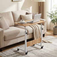 Mesa Extensible Ajustable en Altura para Portátil, Escritorio Plegable para Computadora, Estación de Trabajo Móvil con Ruedas para Oficina en Casa o Dormitorio