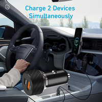 Mini chargeur de voiture 48W PD QC3.0, double port USB Type C, chargeur rapide pour téléphone portable, adaptateur de chargeur de voiture