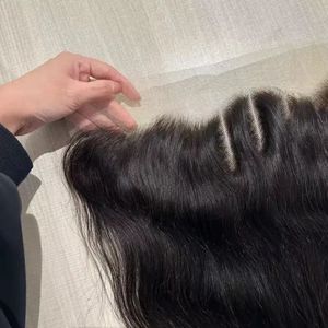 13x6 Ear to Ear HD Lace Frontal Closure <span class=keywords><strong>Cheveux</strong></span> Humains Raides Noirs Naturels, Topper Capillaire en Dentelle Frontale pour Femmes, Remplacement Capillaire - Product Image 5