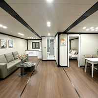 Maison conteneur élégante de 2 à 4 chambres, maison modulaire préfabriquée avec panneaux solaires pour boutique éphémère, magasin mobile et usage commercial